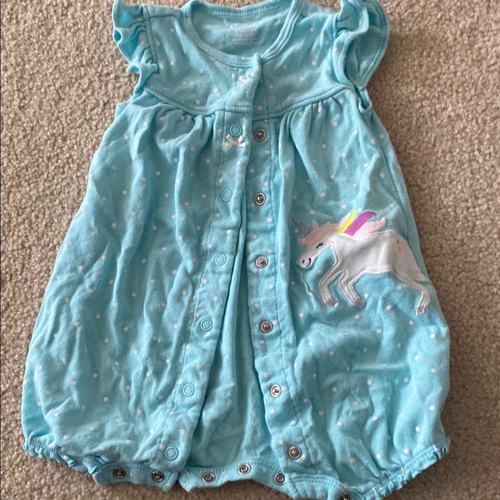 Carter's Blue Unicorn Baby Romper